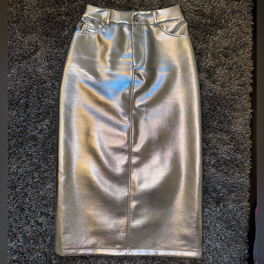 Metallic Silver Women's Skirt